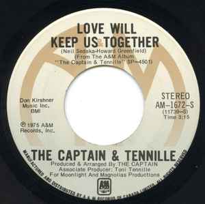 

7inch Record CAPTAIN & TENNILLE - Love Will Keep Us Together AM1672S A&M 1975 Canada Dance & Electronica Used