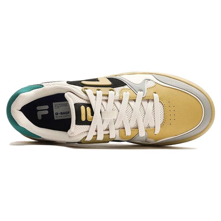 FILA Fusion Bank DX Fabric Synthetic Leather Sports Comfortable Wear-Resistant Low-Top Skate Shoes Men sneaker Milk-White Vanilla-Yellow T12M342206FGO