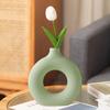 1 Stück - Keramikvase, Runde Matte Vase, Minimalistische Nordische Böhmische Vase, Heimdekoration