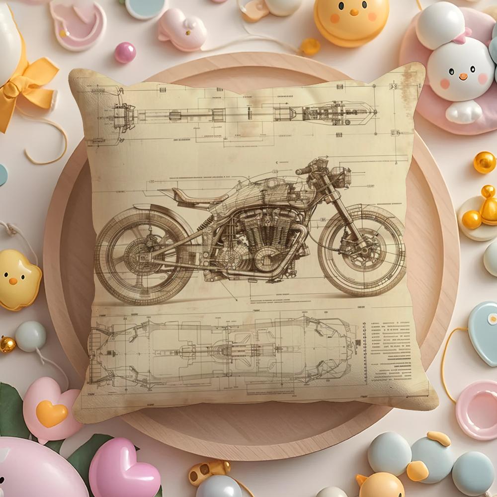 Da Vinci Inspired Sketches Cushion Cover Plush Fabric Soft Double-Sided Printed Sofa Warm Winter Home Gift Pillow Cover
