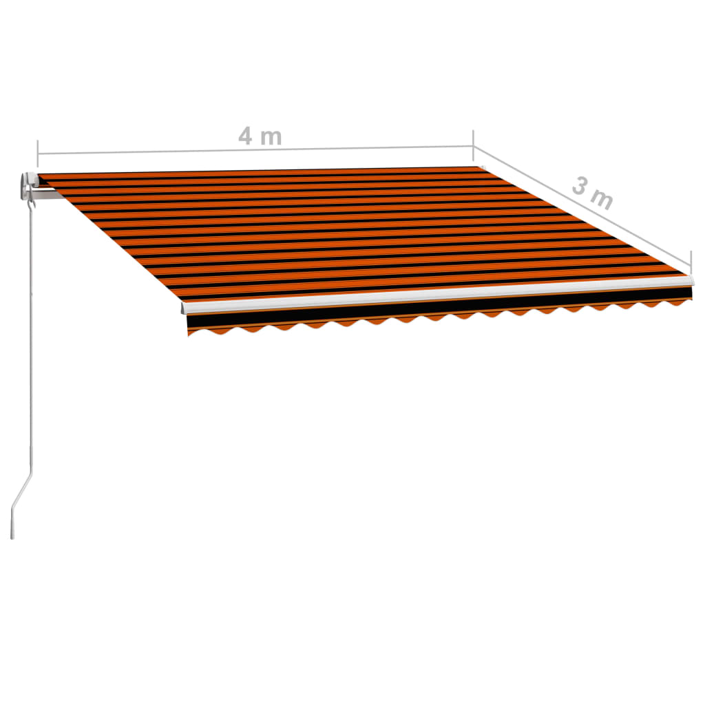 Manual Retractable Awning 400 x 300 cm Orange and Brown