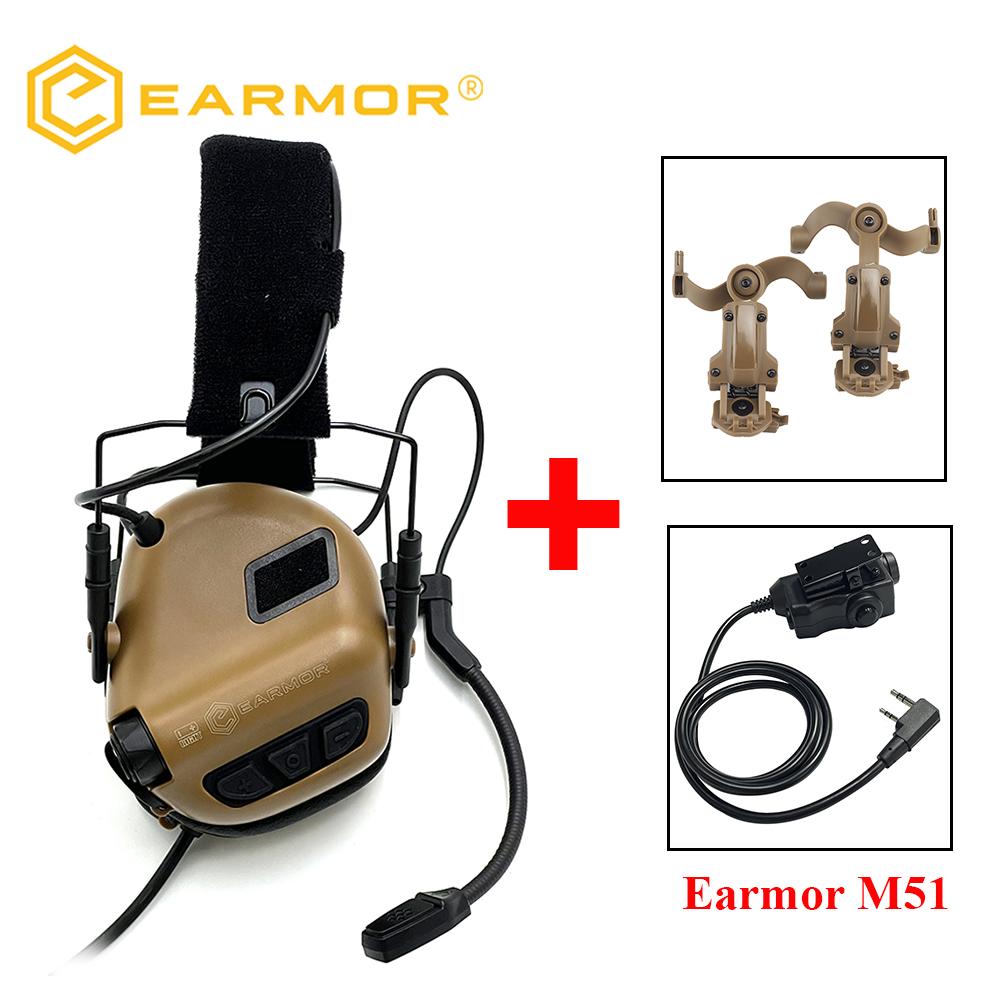 EARMOR Tactical Headset SE M11 Active Shooting Earmuffs Helmet Headset with Helmet Rail Adapter DIY Helmet Mount Headset