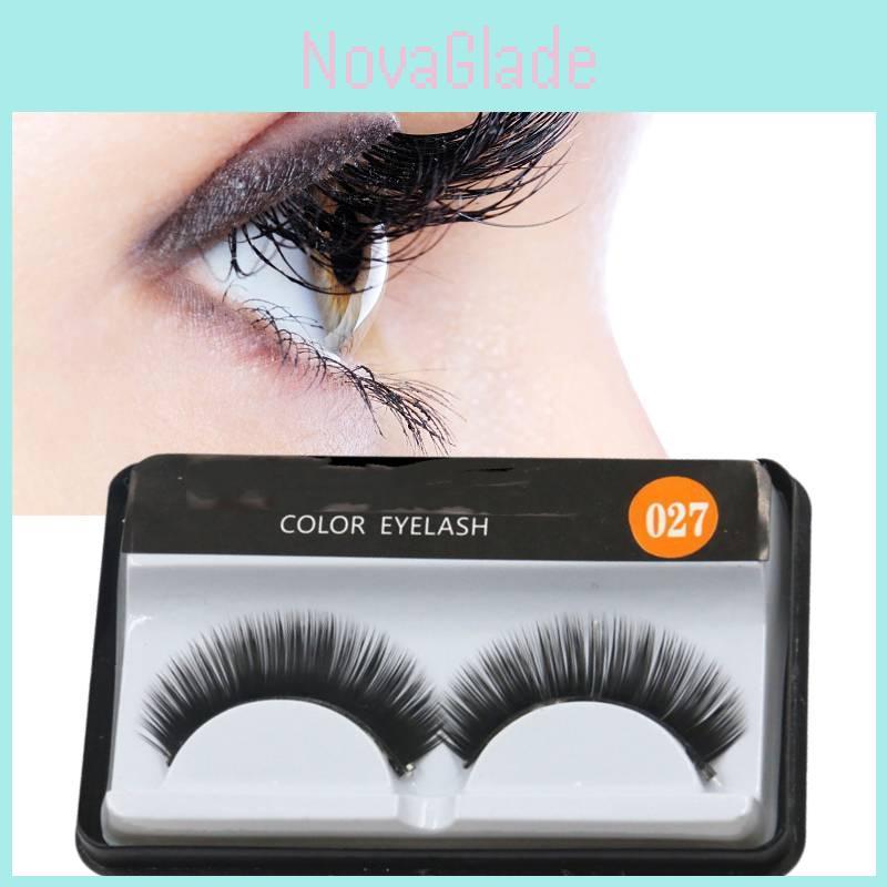 Best Quality 027 Natural Long False Eyelashes Bulk Wholesale 2000 Pairs Handmade Cotton Stem Eyelashes