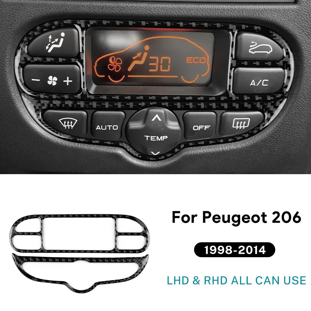 For Peugeot 206 1998-2008 2009 2010 2011 2012 2013 2014 Real Soft Carbon Fiber Sticker LHD RHD Car Central Control Button Trim