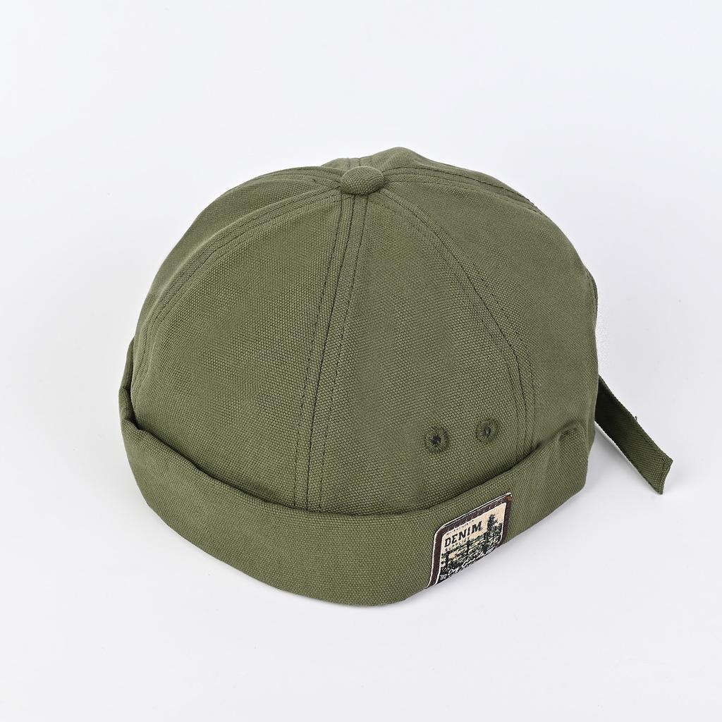 Casquettes sans bord à étiquette lettre rétro Unisexe Couleur unie Bonnet Homme Femme Été Street Réglable Chapeaux Docker Calotte Casquette Hip Hop