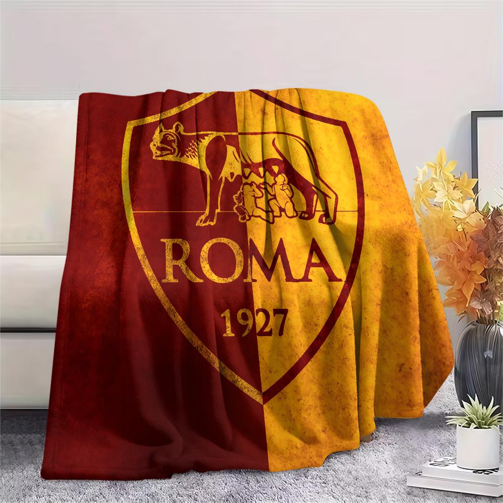 Logo echipă AS Roma, model Pătură de Flanelă, Calitate înaltă Confortabilă pentru Toate Anotimpurile, Decor Casă, Căldură și Confort, Perfectă pentru Cadouri.