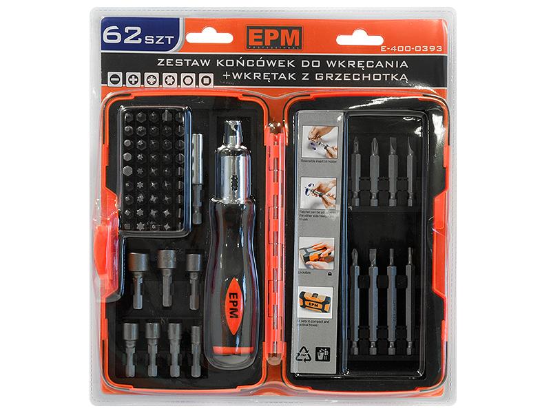 RATCHET BITS SET 62 PIECES - E-400-0393