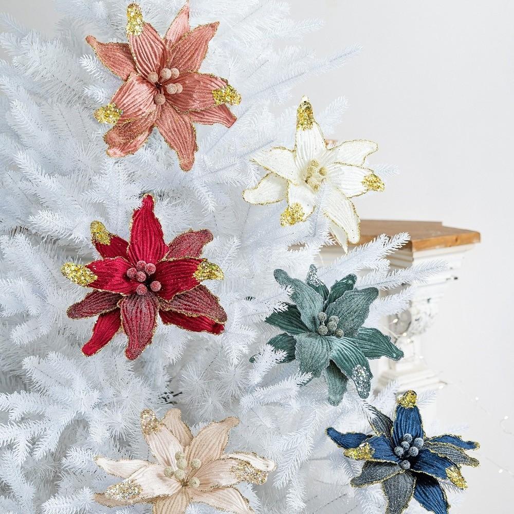 Vibrant Colors Artificial Xmas Flower Large Size Christmas Tree Wreath  Party Hanging Ornaments