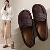 Woman's Spring Autumn Leather Casual Shoes Soft Bottom Non Slip Breathable Cover Foot Shallow Mom's Shoes Work Shoe Loafers Shoe