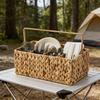 Кошик для столових приборів з 5 відділеннями Ручний плетений кошик для зберігання з ручкою Сільський органайзер для столових приборів для пікніка, барбекю, кухонної стільниці