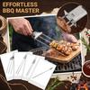 Garfo de Churrasco Semi-Automático de Aço Inoxidável com Tripla Ponta para Uso em Grelha e Rotisserie Ferramenta Durável para Cozinha ao Ar Livre