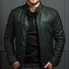 Giacca in Pelle da Uomo, Stile Europeo e Americano, Vestibilità Slim, Taglie Forti, per Autunno e Inverno.