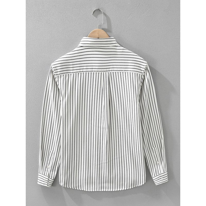 Spring and Autumn Japan fashion Retro Vertical Stripes Long sleeve Shirts Men's Artistic Trendy Loose Casual Shirt Outerwear New