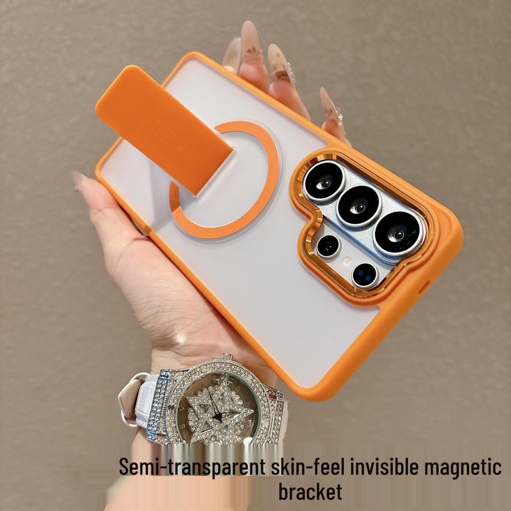 Samsung S26 Ultra Case: Skin-feel, Colorful, Sound-Invisible Magnetic Stand, Drop-proof, Hard Case for S25/A57.
