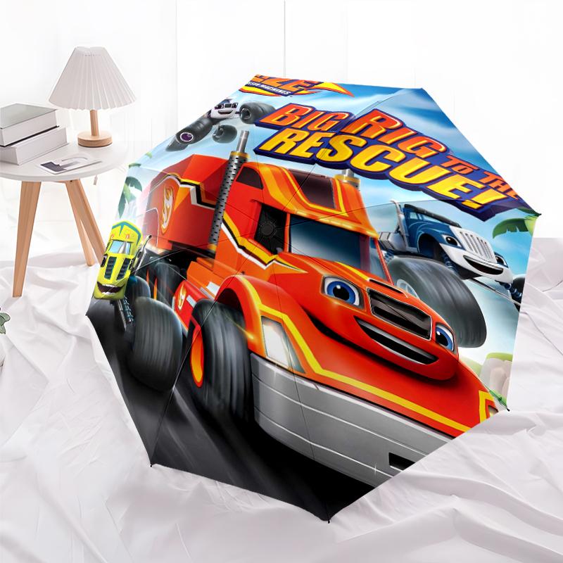 1pc Blaze and the Monster Machines Umbrella, Sun Protection, And UV Shielding. It Has Eight Sturdy Ribs for Outdoor Use And Perfect Gift