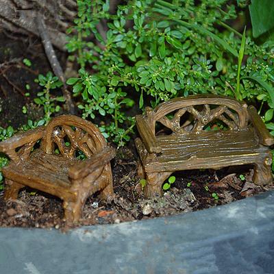 Zahradní židlička Ruční výroba Miniatury Zahradní ozdoba Miniaturní lavice