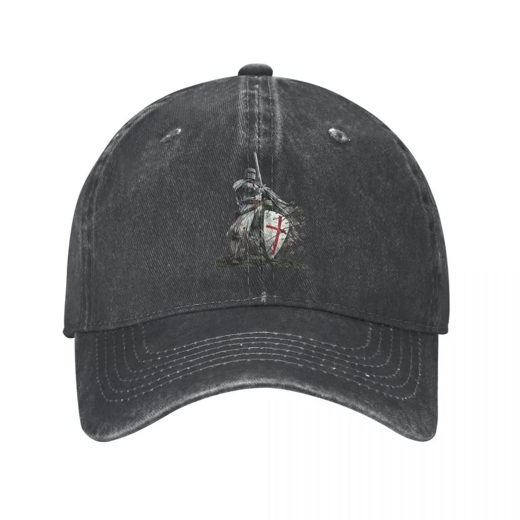 Tempelritter Schild Kreuz Schwert Ritter Baseballkappe Vintage Used Baumwolle Rüstung Helm Emblem Kappe Outdoor Hüte Kappe