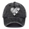 Vintage Baseballkappe Vintage Gewaschene Baseballkappe mit Katzenpfoten-Herz-Print Herren Verwaschene Graue Dad Hat