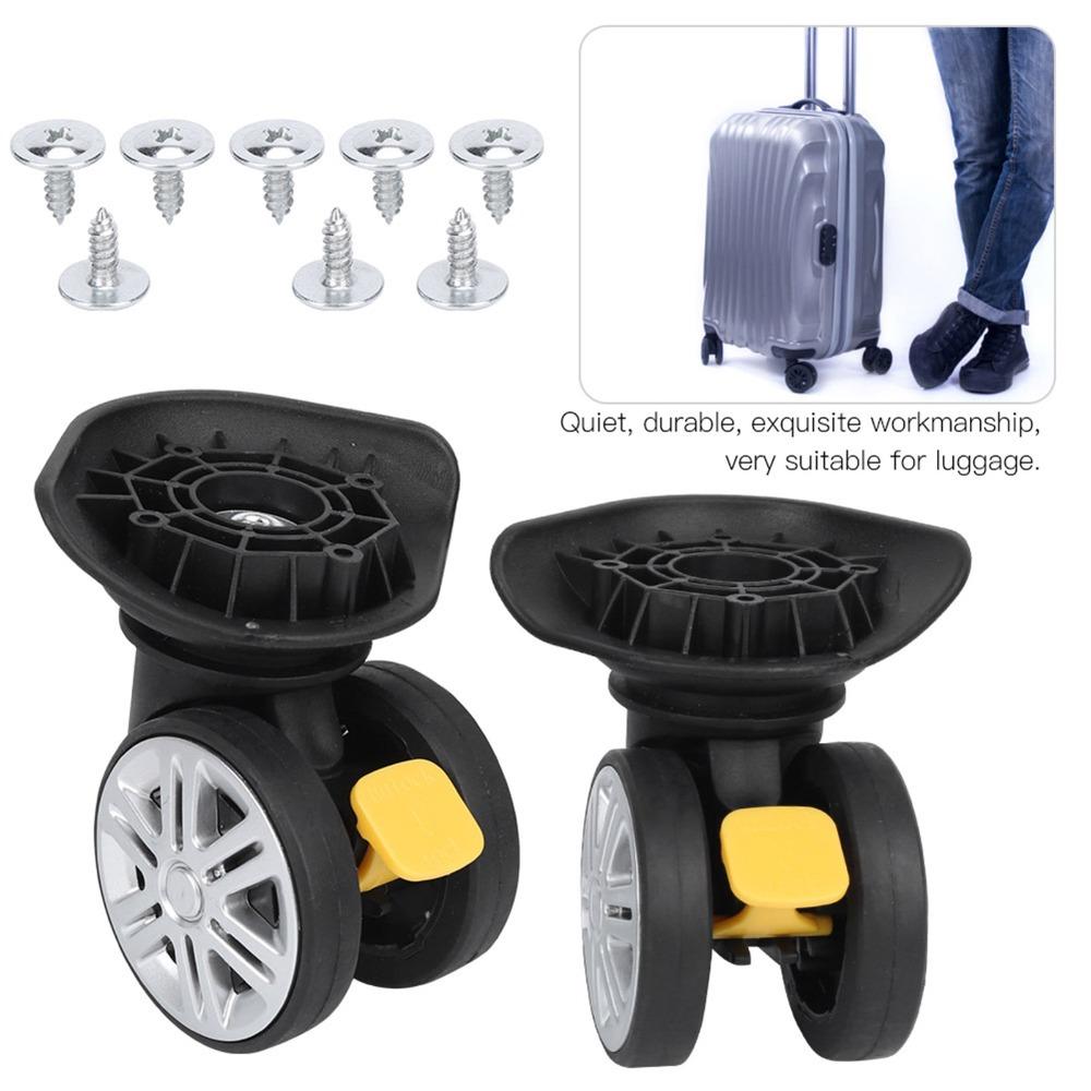 1 Pair Durable Mute Brake Luggage Wheels Replacement Swivel Black Suitcase Wheels Replacement Wheels Luggage Repair