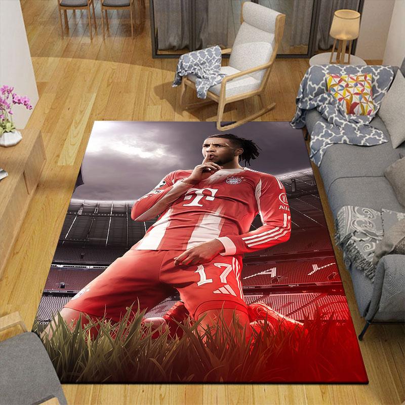 Michael Olise Flannel Printed Carpet, Home Sofa Decoration for Living Room & Bedroom, Non‑Slip Play Flannel Floor Mat for Game Room