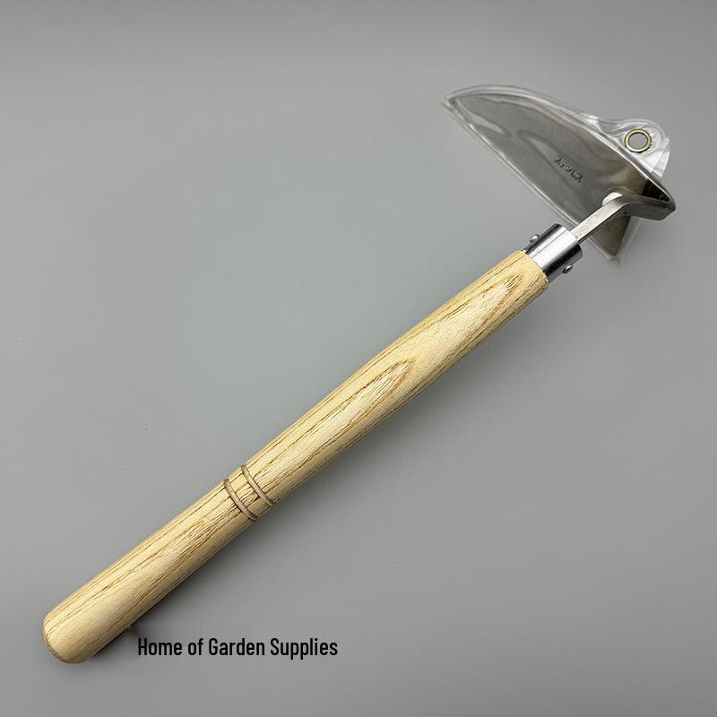 Camellia Wood Handle Japanese Stainless Steel Elbow Hoe and Sickle for Weeding and Cutting Vegetables.