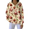 Women's Loose Comfortable Casual Fashion V-Neck Christmas Print Long Sleeve Hoodie