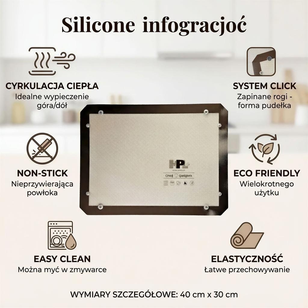 Silicone Baking Mat Dough Pad Click Dishwasher Safe 40x30 cm
