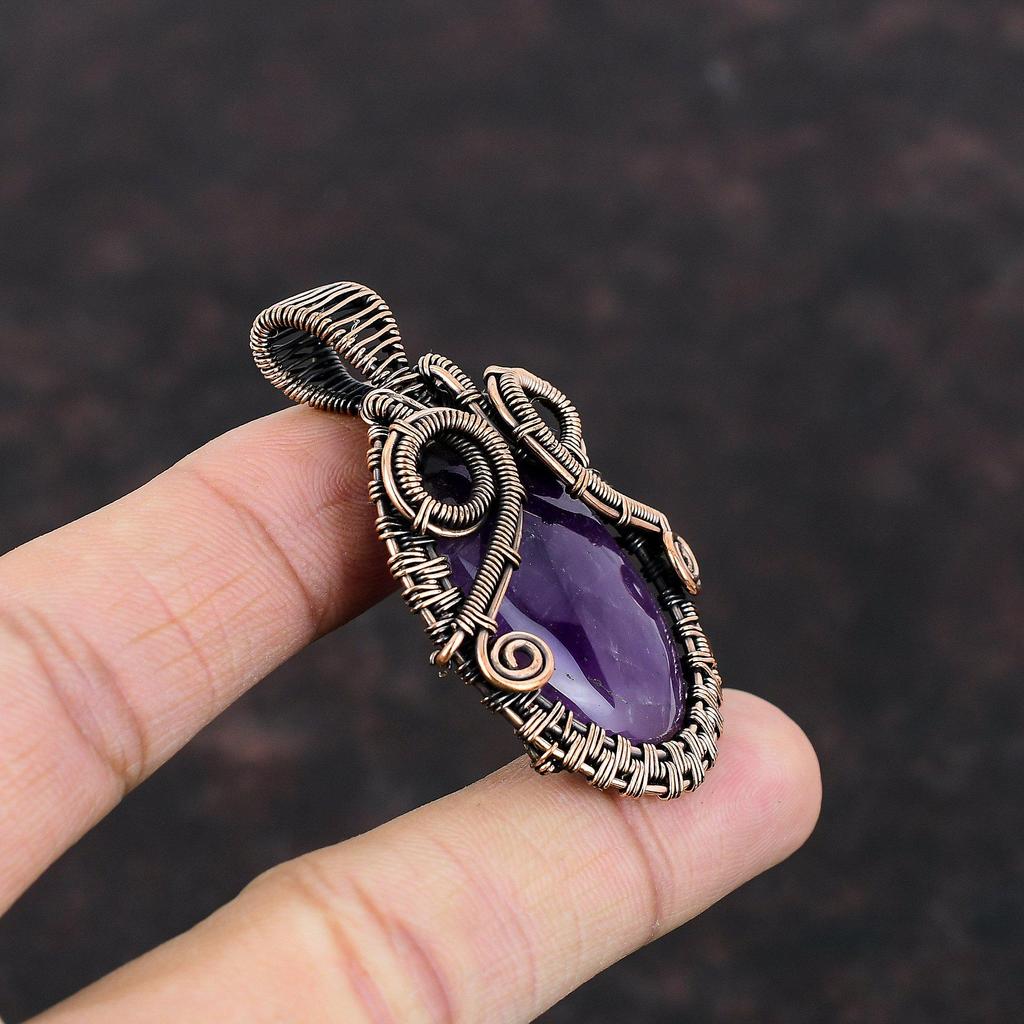 Star Amethyst Pendant Copper Wire Wrapped Pendant Real Gemstone Pendant Star Amethyst Jewelry For Gift Copper Wire Jewelry Handmade Pendant