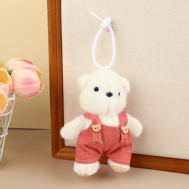 12cm Cute Overalls Bear Bear Plush Pendant Couple Hanging Accessories Cartoon Bear Bag Charm Decor Gift