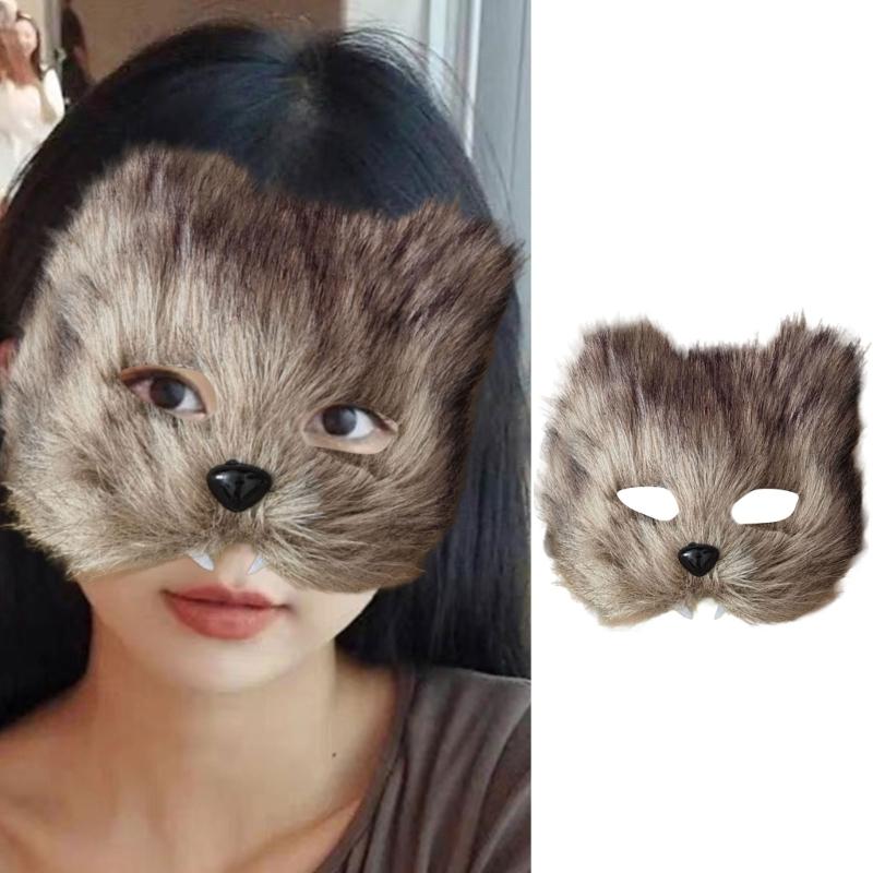Plastic Long Hair Foxes Party Mask Lightweight Unisex Costume Accessory For Balls Stage Shows And Role Playing