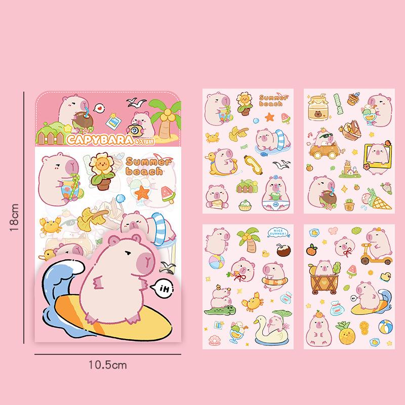 

4 листа Kawaii Cute Capybara Frosted Stickers Cartoon Diary Decoration Scrapbooking Journal Stickers Aesthetic Stationery School 3