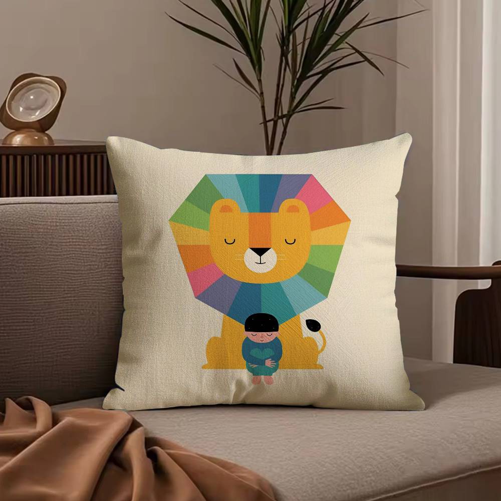 Nordic Modern Anime Pillow Case Anti-dustmite Pillowcase Invisible Zipper Silky Short Plush Sofa Cushion Cover