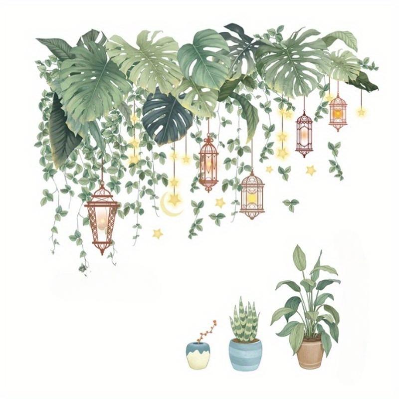 Wall Stickers Removable Green Leaves Bonsai PVC Decals Self-adhesive Sticker for Home Decor