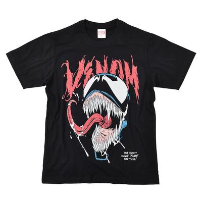 MARVEL Marvel Manga Curta VENOM American Comics Character Goods Presente Preto Tamanho XL Camiseta Homem-Aranha Masculino [Item]