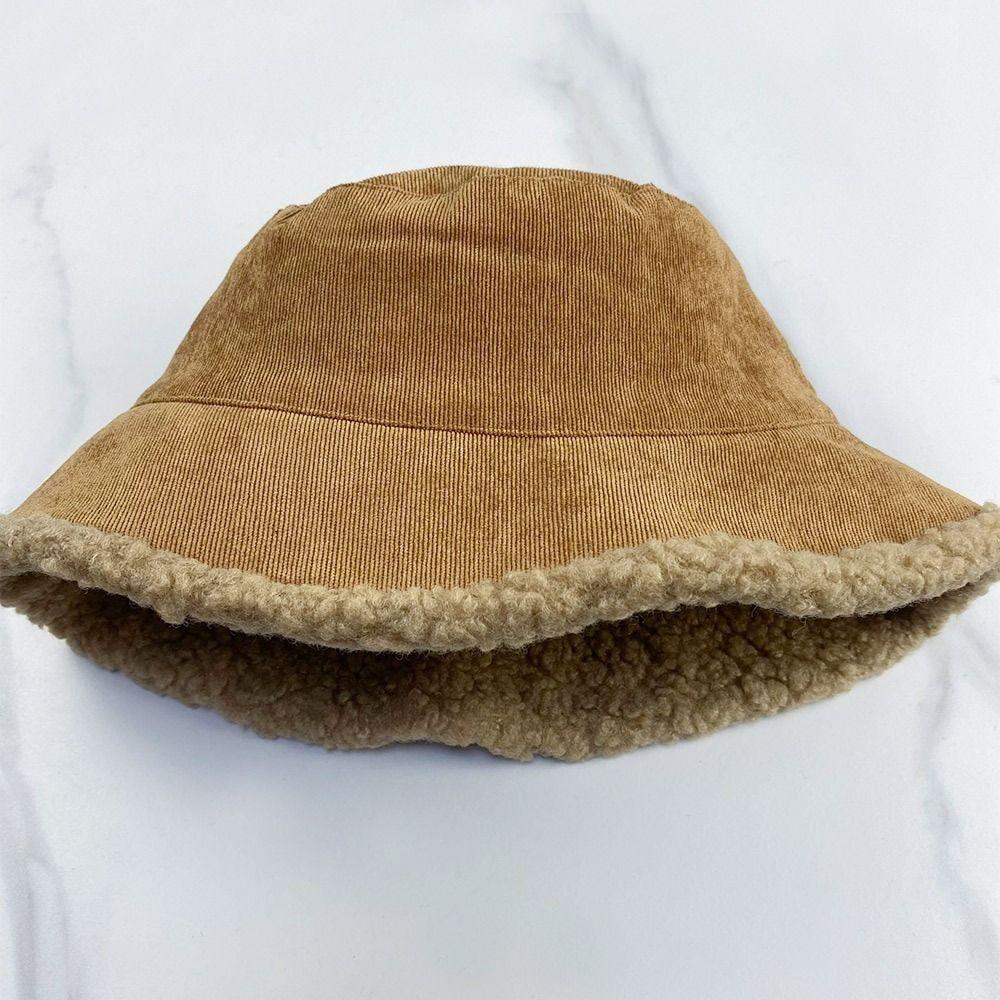Warm Bucket Hat Corduroy Panama Hat Outdoor Sun Cap  Men Women