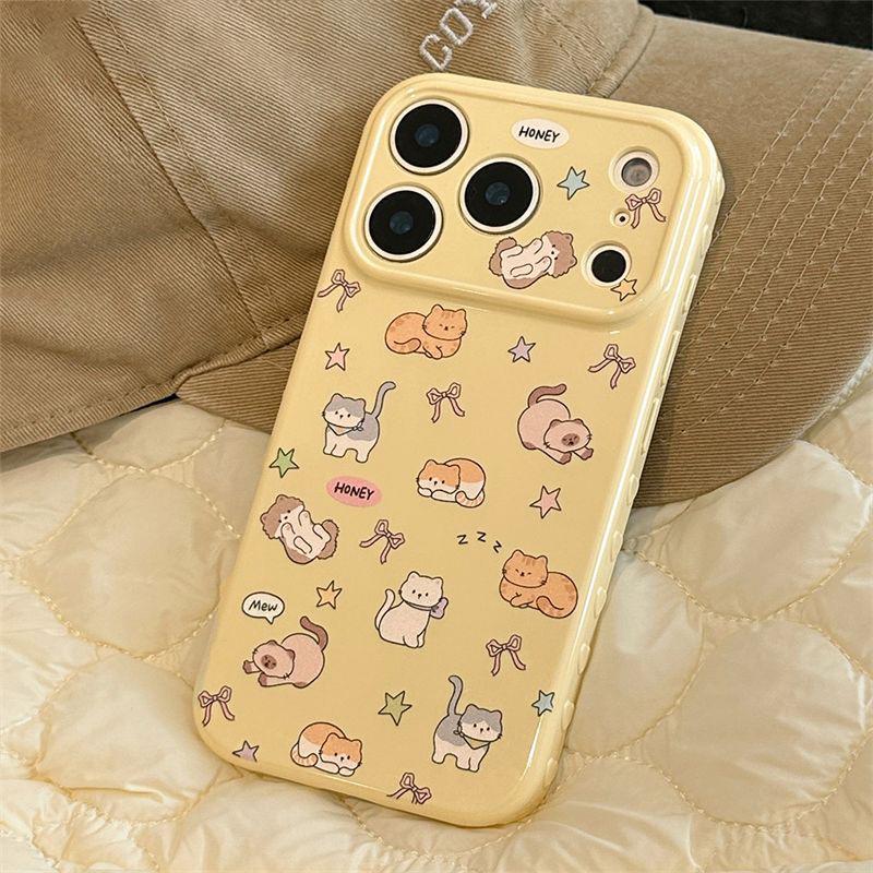 Adorable Cat Planet Heart Design Soft Case for Apple 17 Pro Max 16/15/14 - Full Coverage, Large Window