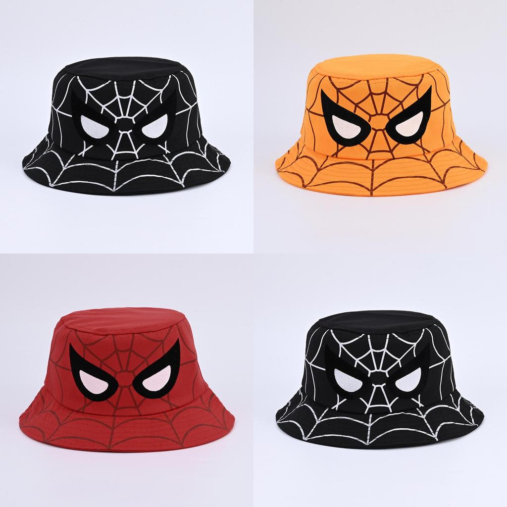 Cartoon Spider Fisherman Hat With Sun Protection For Kids Outdoor Summer Casual Wear
