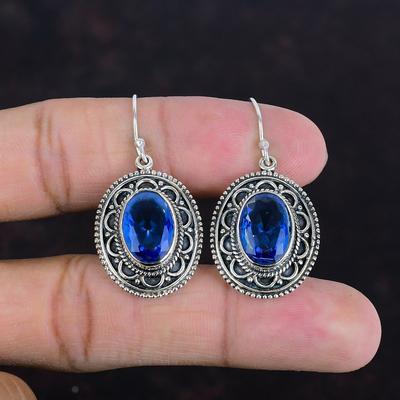 Faceted Tanzanite Quartz Earring Natural Gemstone Earrings 925 Sterling Silver Earring Vintage Dainty Jewelry Handmade Earring Gifts For Her