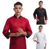 Unisex-Kochuniform mit Brusttasche, Stehkragen, langärmelig, zweireihig, Kochhemd