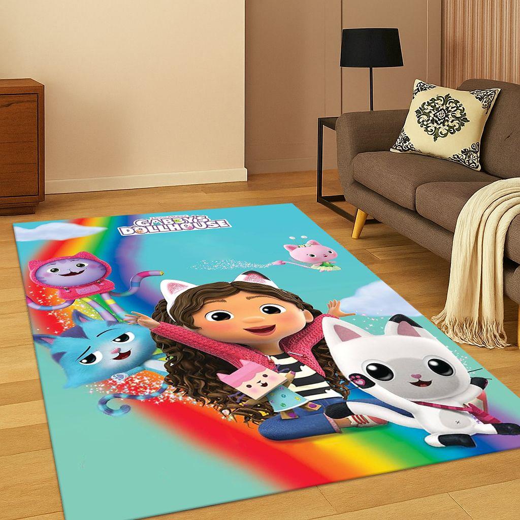 Roztomilý Gabbyin domeček pro panenky Kreslená holčička Koberec Kobereček do ložnice Obývacího pokoje Pohovky Rohožka Domácí dekorace, Kobereček pro dětskou herní zónu Protiskluzový Dárek
