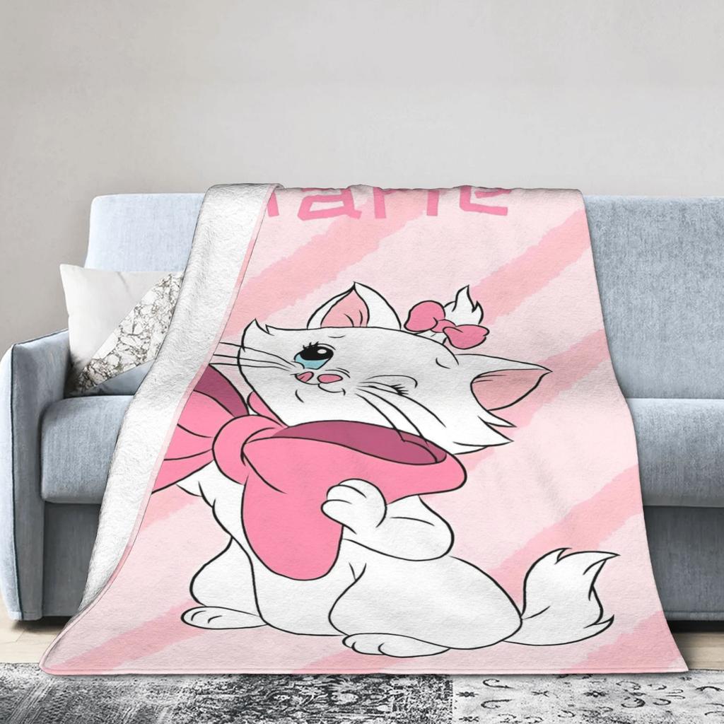 Marie Cat Aristocats Blanket Fleece Summer Air Conditioning Portable Lightweight Throw Blanket for Bed Travel Bedspread