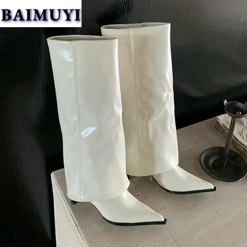 Knee High Boots Pointed Toe High Heels Women Sexy Shoes 2025 Trend Brand Punk Gladiator Goth Boots Woman Prom Pumps Mujer Botas