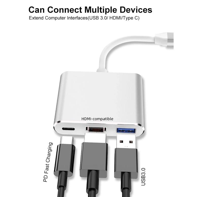 3 In 1 Usb Type C Hub USB C To HDMI-compatible Splitter HUB Type-c To HDMI-compatible USB3.0 Docking Station For Macbook Air Converter