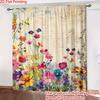 2 Pcs Colorful Flower Beds Print Curtains,suitable for Bedroom,living Room Kitchen Decoration,home Decoration,window Decoration