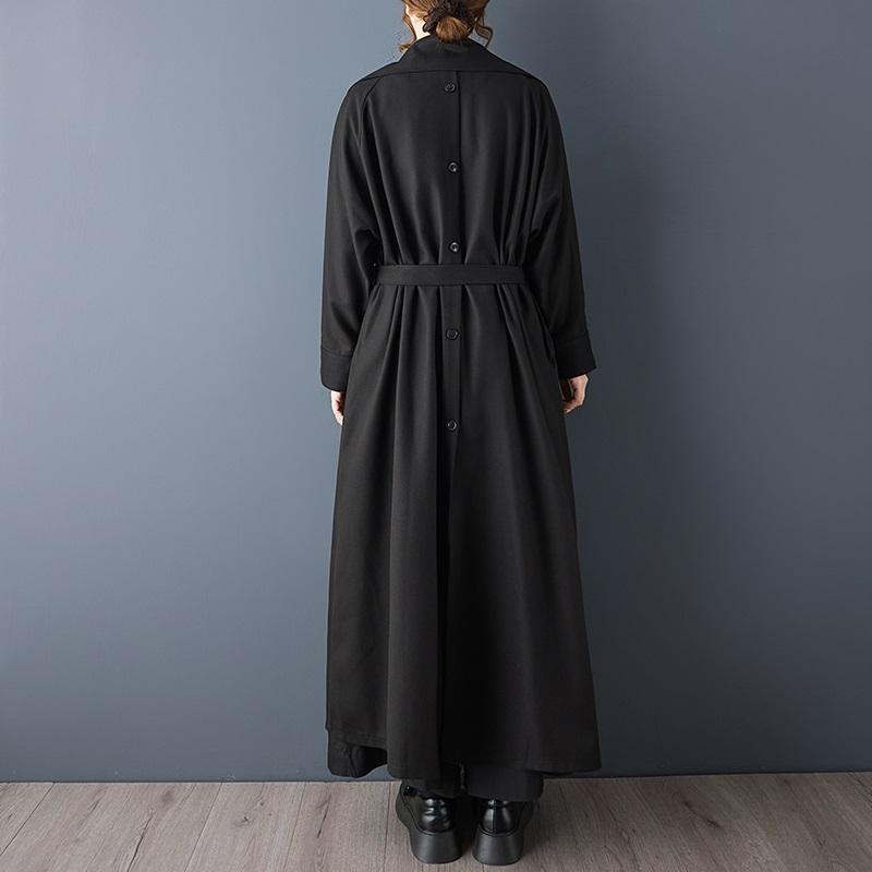 Übergroßer Woll-Vintage-Mantel in Schwarz, lässig locker lang, für Frühling, Herbst, Winter, für Damen, Jacke, Kleidung, Oberbekleidung