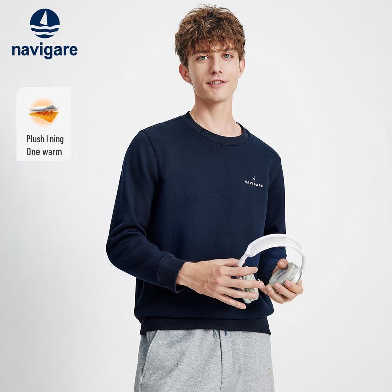 Navigare Men's Fleece Lined Basic Crewneck Sweatshirt