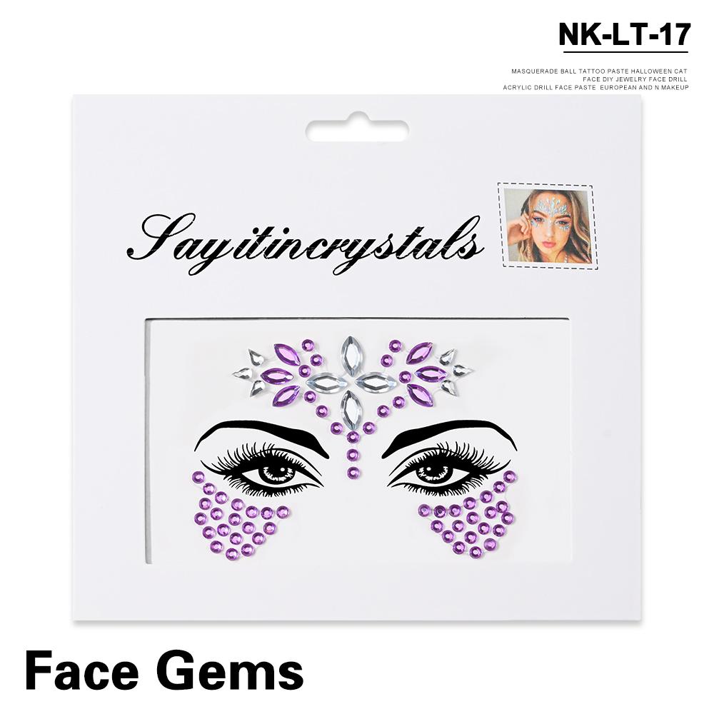 3D Strass Gezichtstattoo Stickers Voor Festival Glitter Make-up Sieraden Sticker Op Gezicht Kristallen Edelstenen Juwelen Diamanten Decoratie