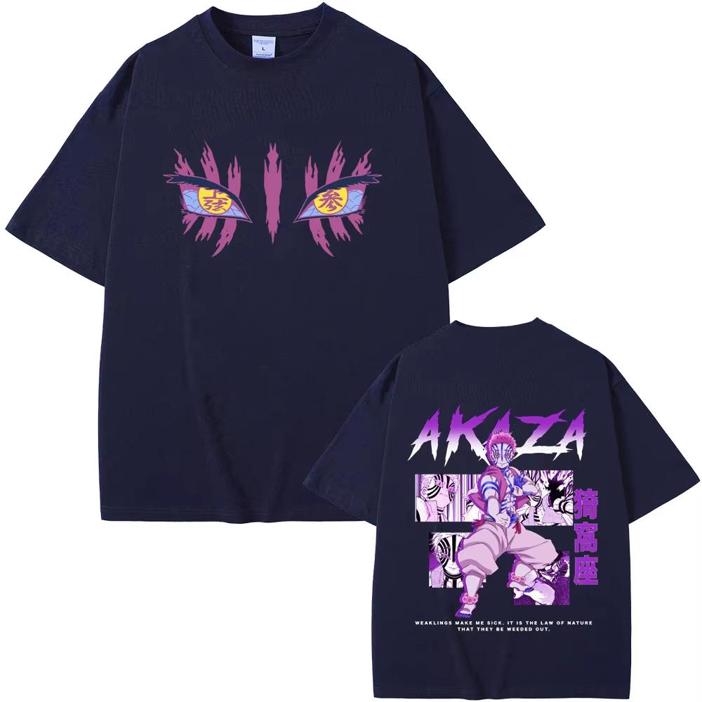 Anime Demon Slayer T-shirt Akaza Graphic T Shirt Summer Men Women Clothing Cartoon Fashion Trend Tshirts Male Vintage Streetwear