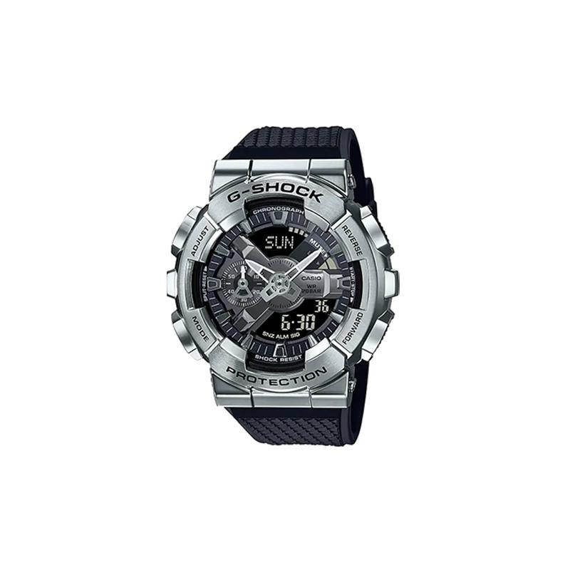 

Casio 200m waterproof fashion quartz movement resin strap Japanese and Korean watch for men and women black dial GM-110-1ACR чёрный