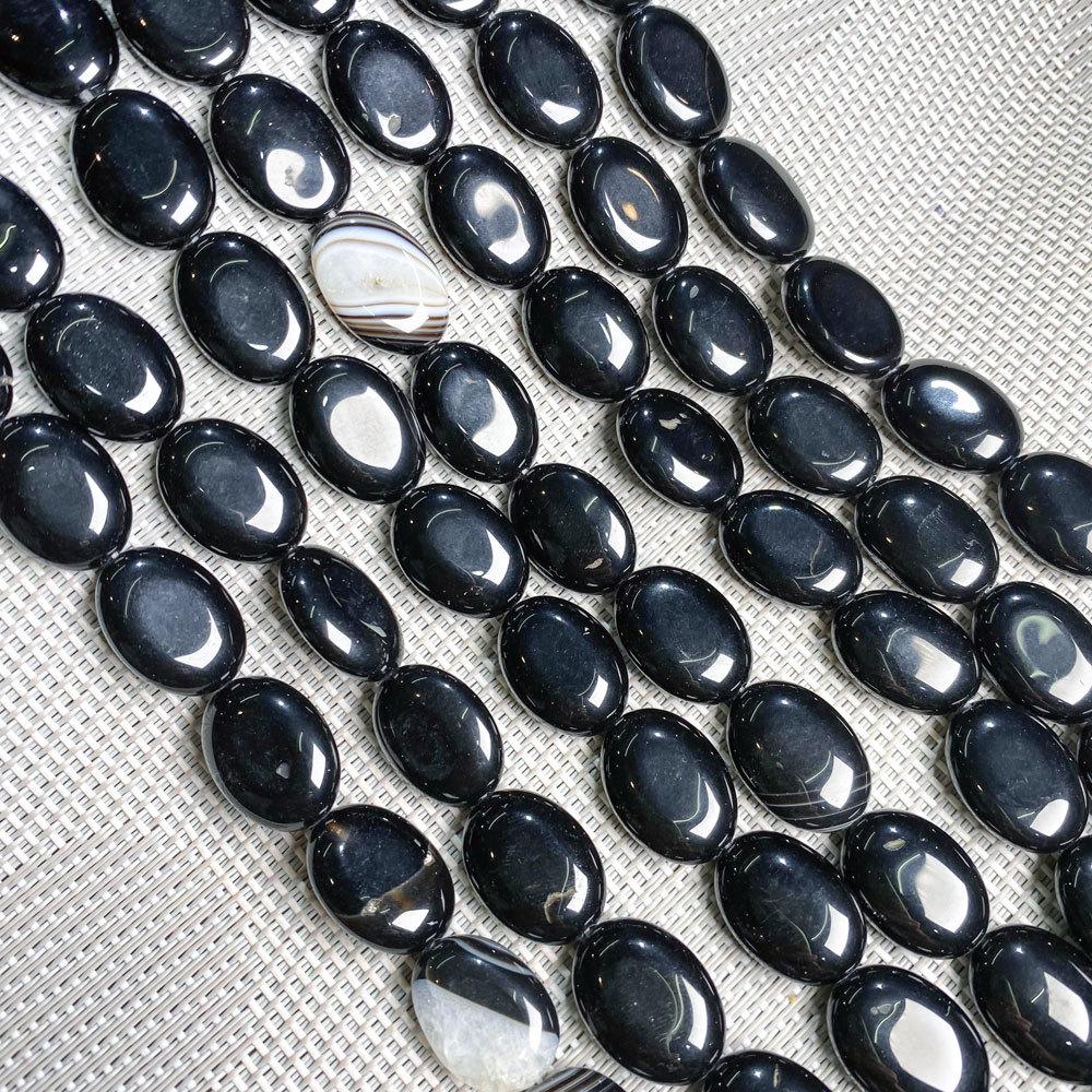Hand-Painted Natural Gemstone Oval Beads for DIY Jewelry Necklaces & Bracelets